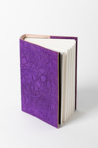 Floral Embossed Leather Journal in Purple