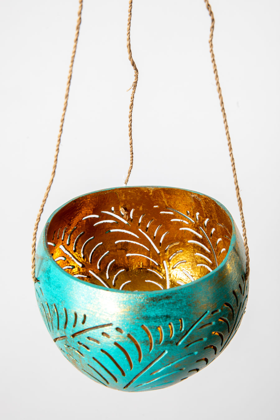 Painted Carved Coconut Planter