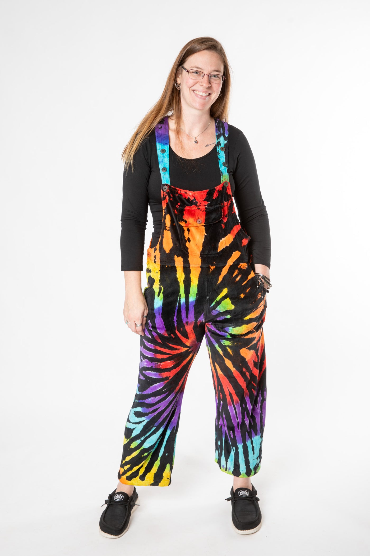 Rosalie Velour Tie Dye Overalls | Hippie Velour Overalls