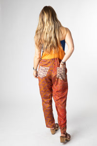 Upcycled Patchwork Sari Silk Overalls