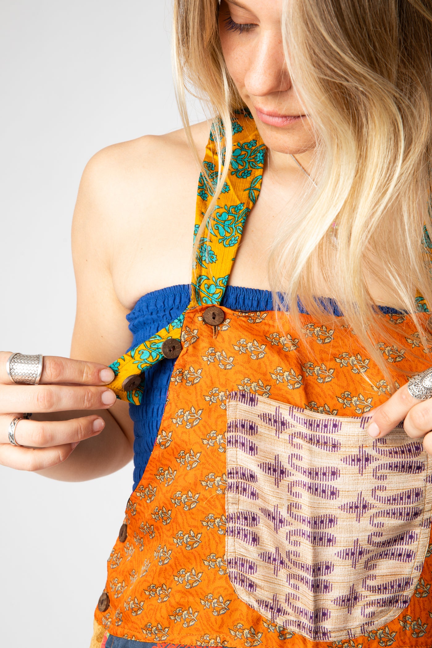 Upcycled Patchwork Sari Silk Overalls Overstock