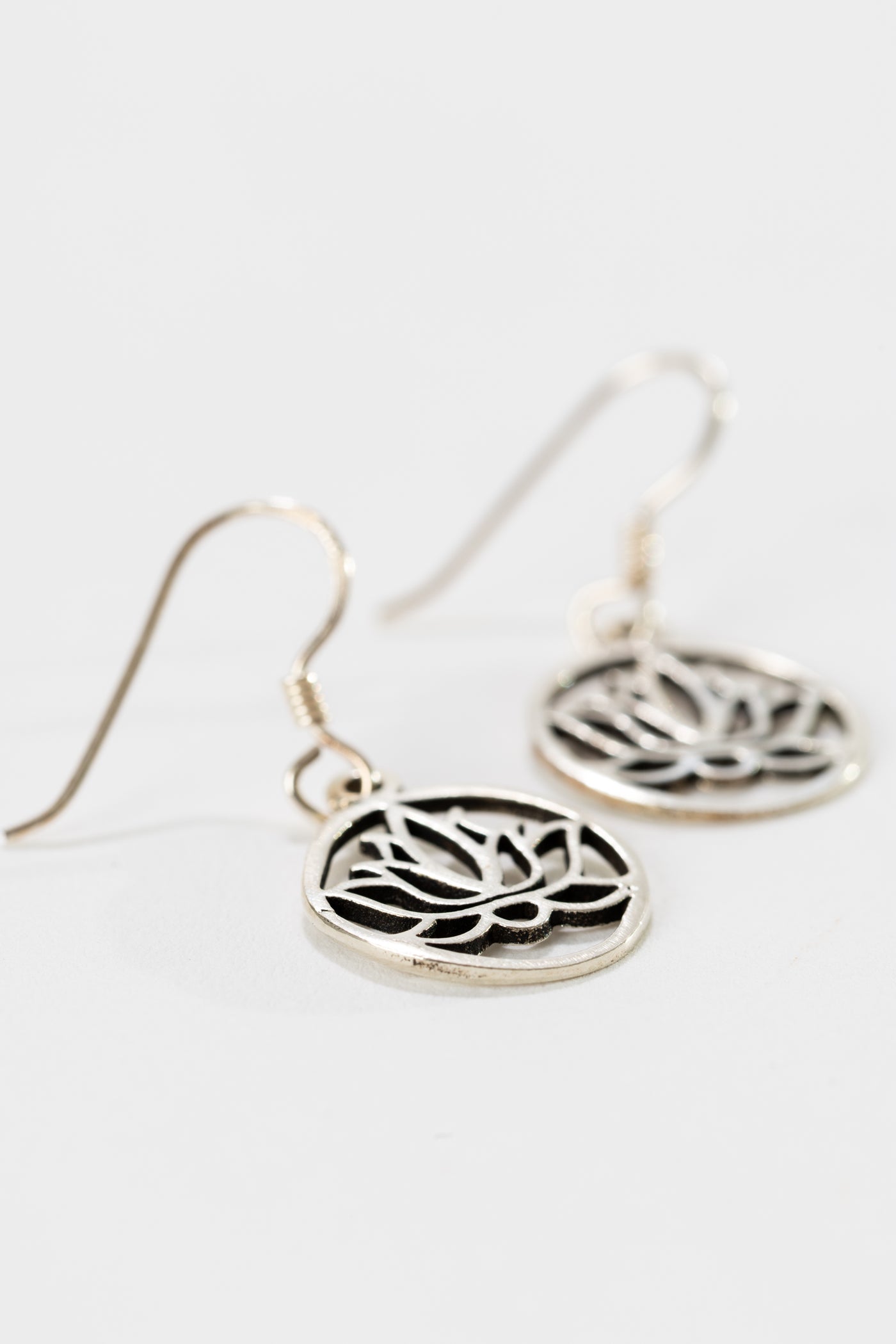 Lotus sterling silver earrings with boho lotus flower dangle design