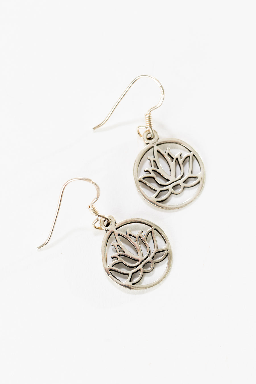 Lotus sterling silver earrings with boho lotus flower dangle design