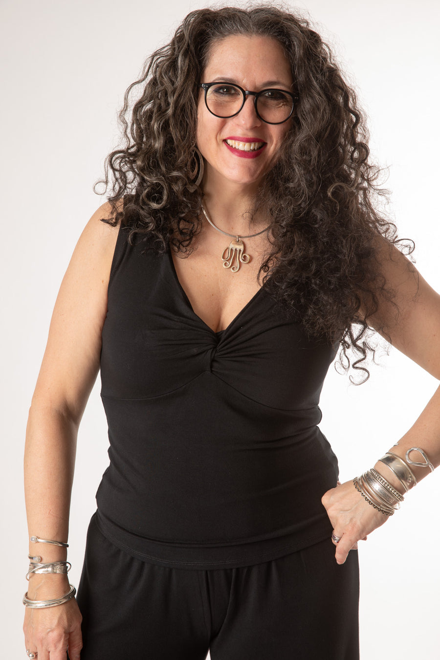 Susan is wearing size M/L Women's Tank Top in Black
