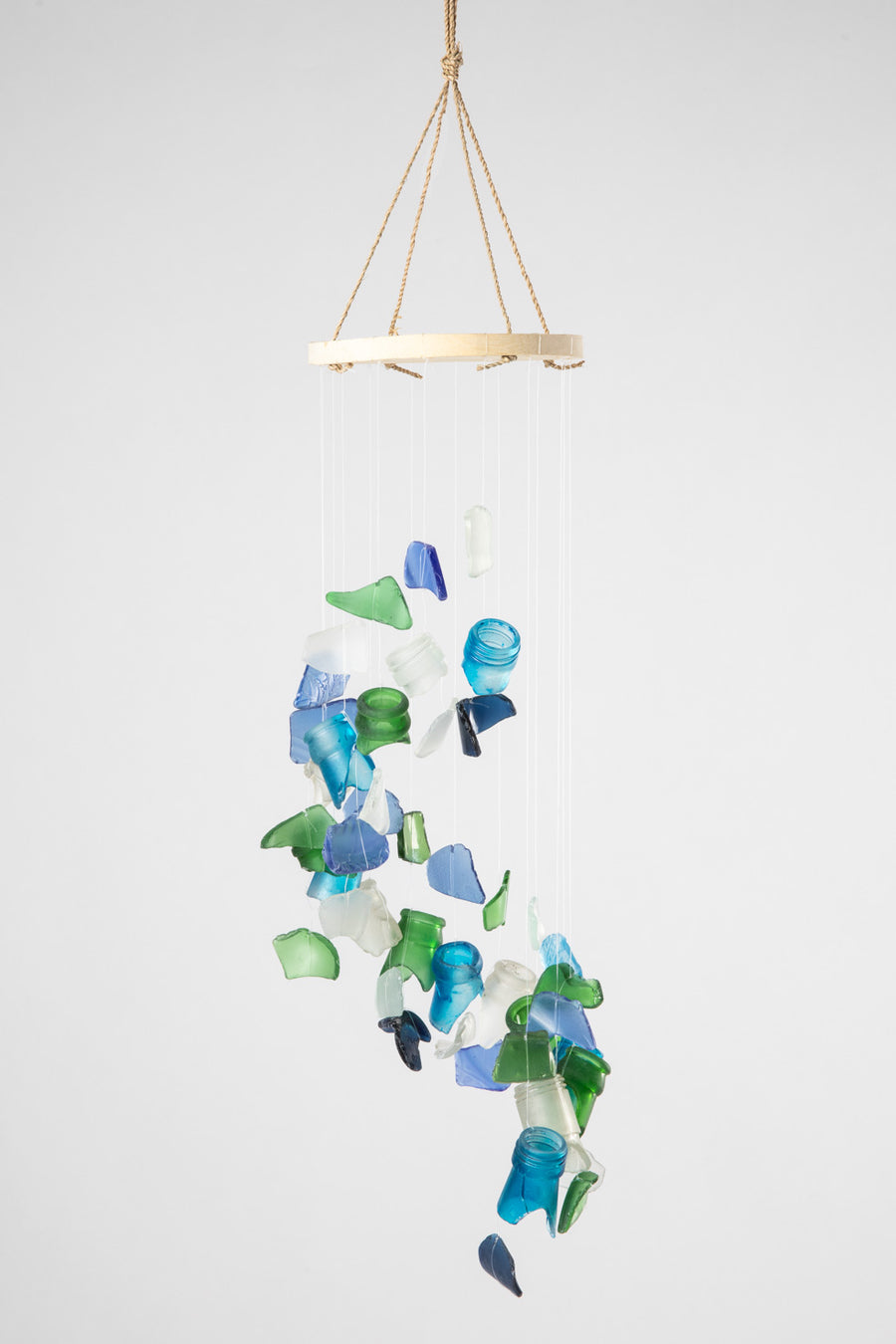 Spiral Bottleneck Sea Glass Wind Chime