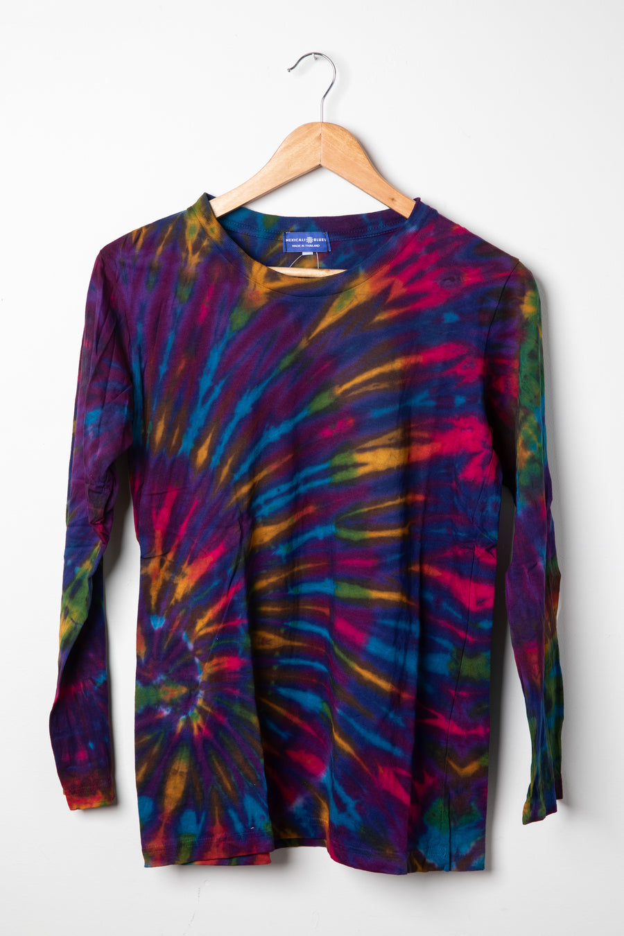 Long sleeve tie dye t-shirt in purple