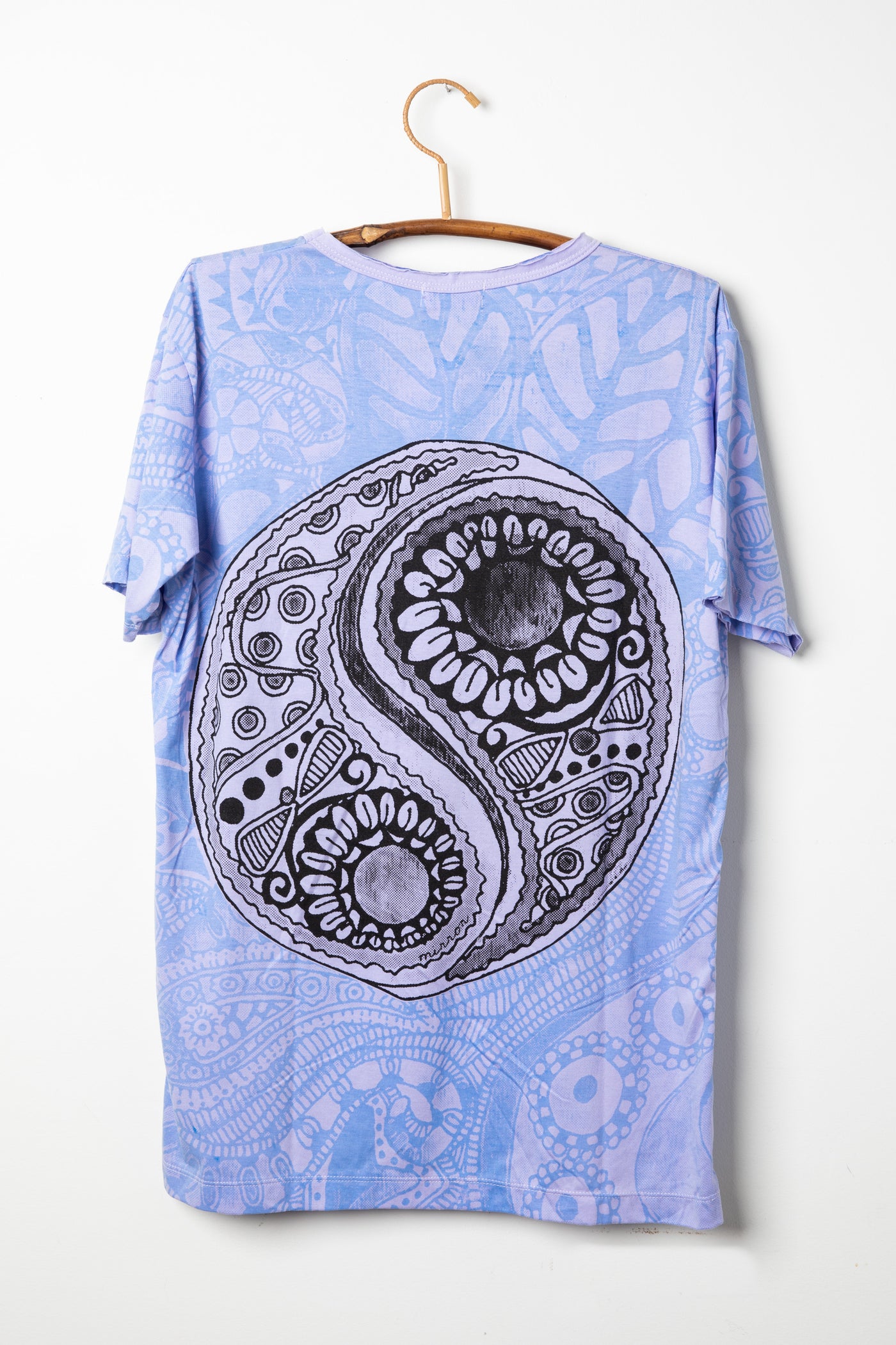 Lavender Yin Yang graphic, screen printed t-shirt
