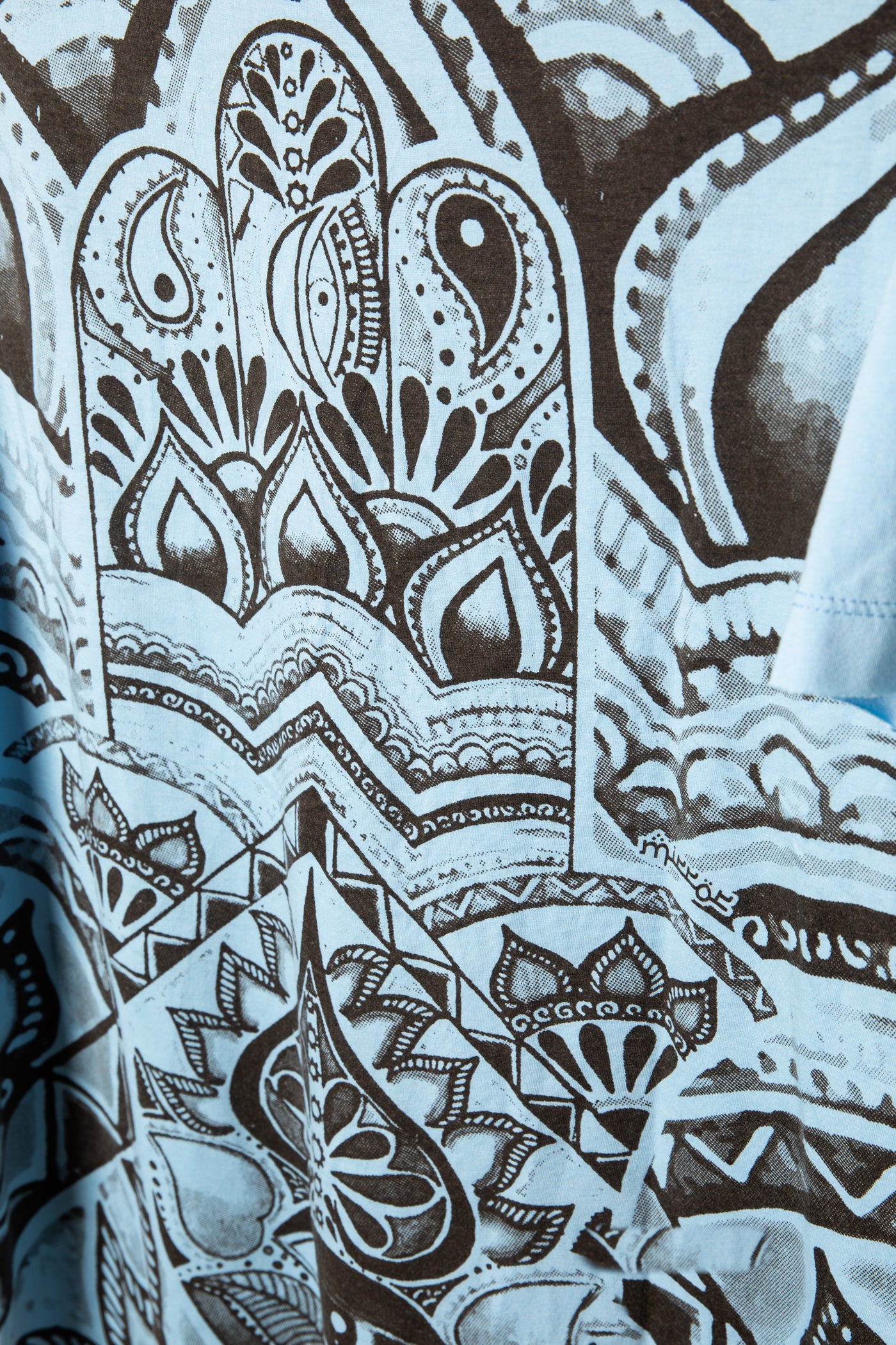 Light blue hamsa t-shirt with screen printed design