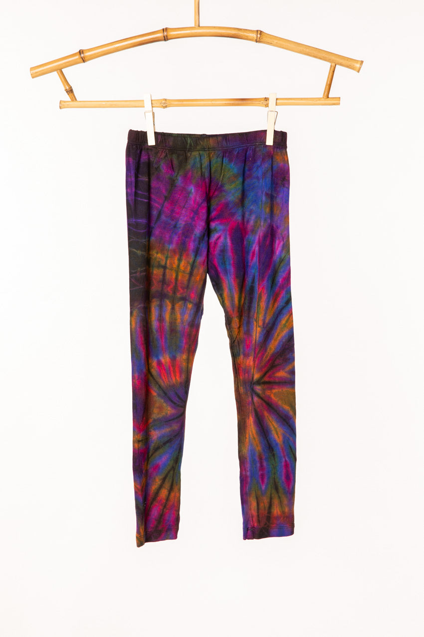 Kid's Tie Dye Leggings in purple