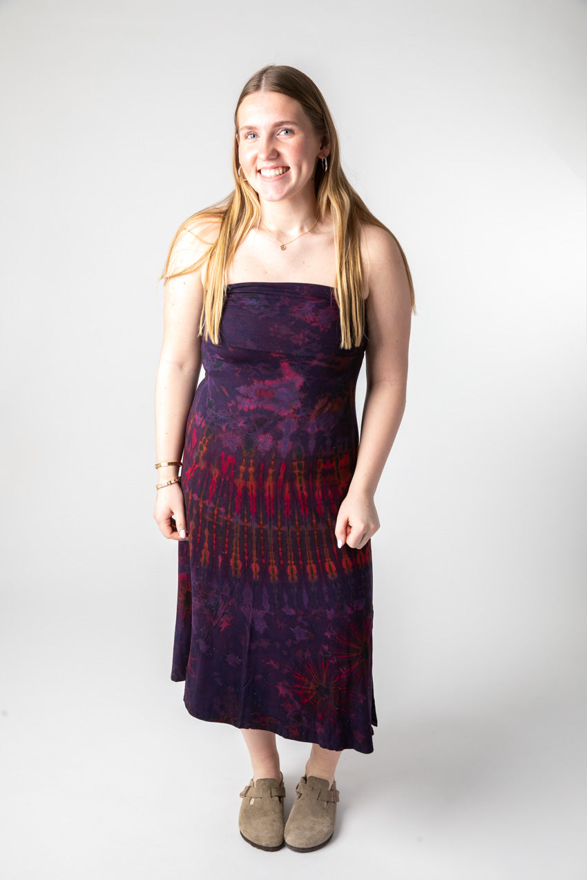 Skye is wearing size S/M convertible skirt in eggplant