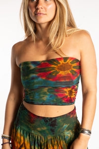 Sophie is wearing the Green Mexiclava Magic Tie Dye Bandeau