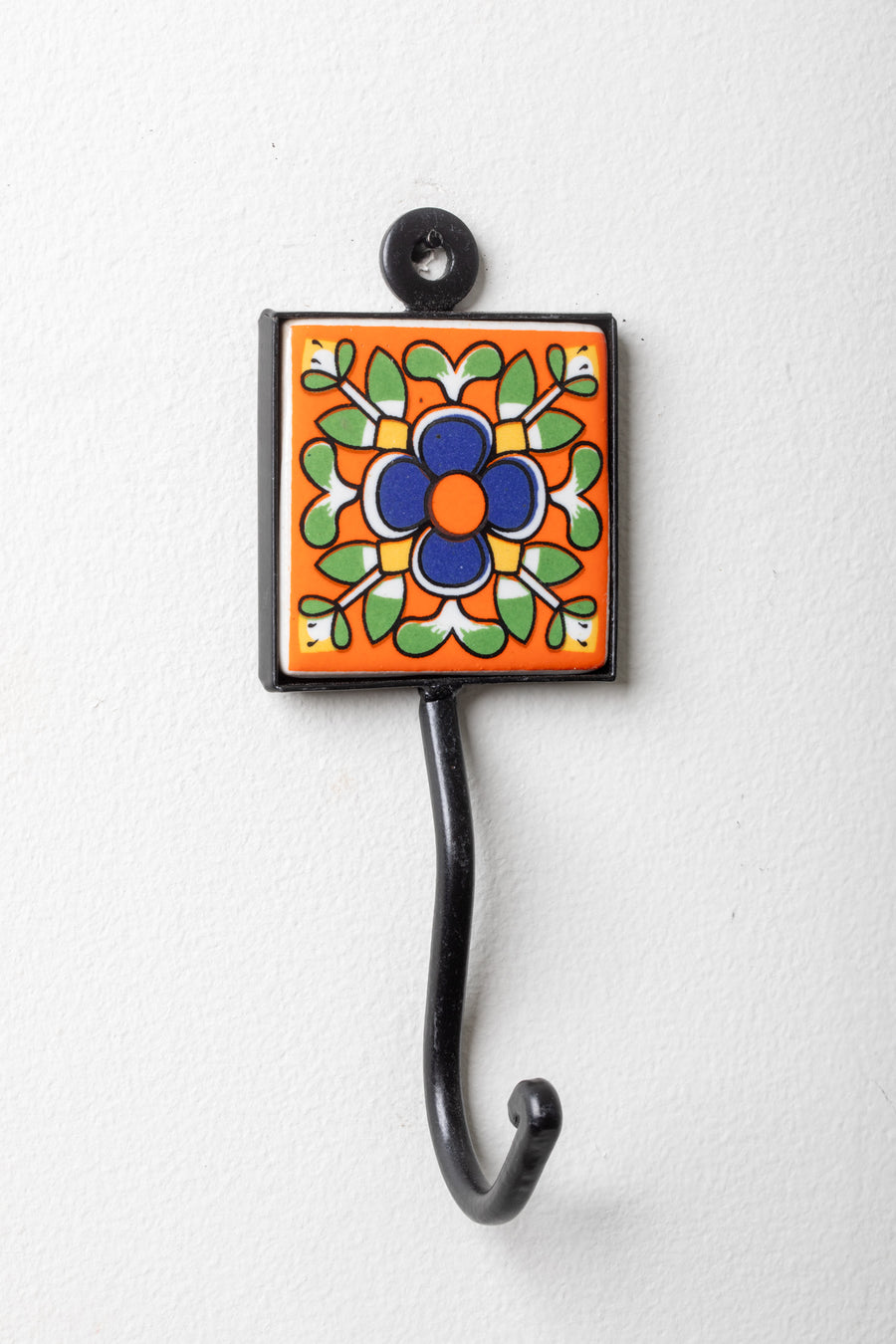 2x2 ceramic tile hook in orange garden bouquet