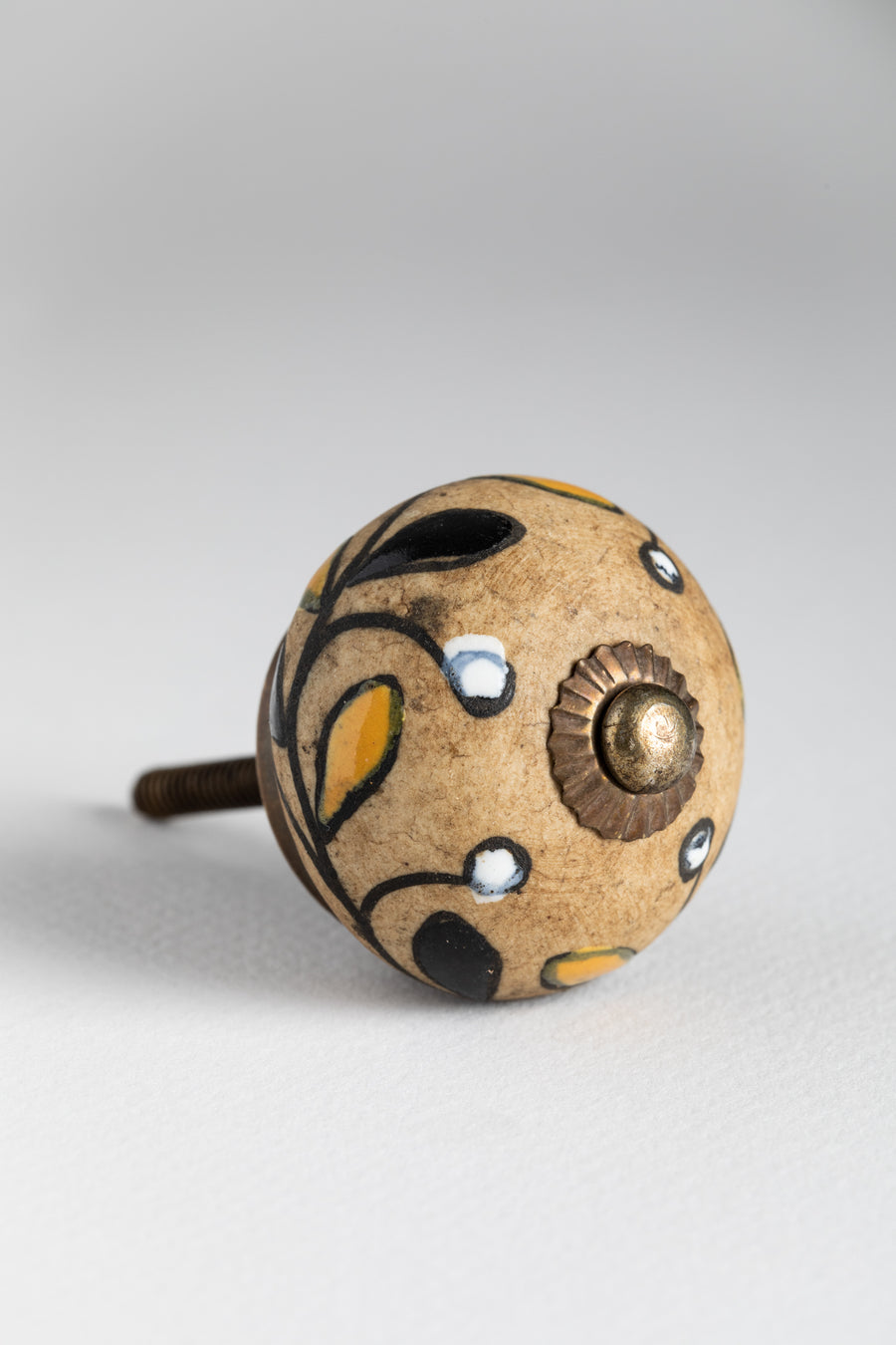 Antique finish hand painted ceramic knob in antique finish black