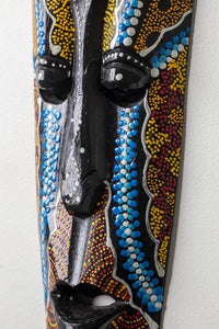 Hand painted wooden mask in blue