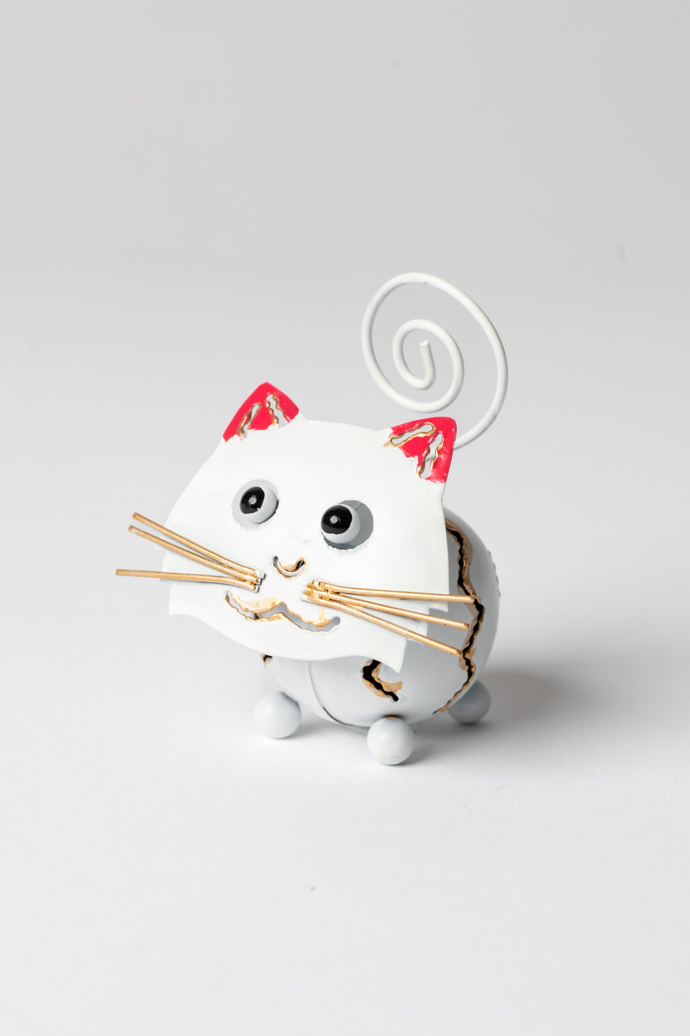 Painted tin animal card holder in cat