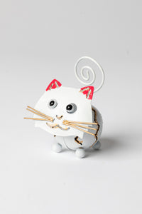 Painted tin animal card holder in cat