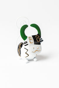 Painted tin animal card holder in cow