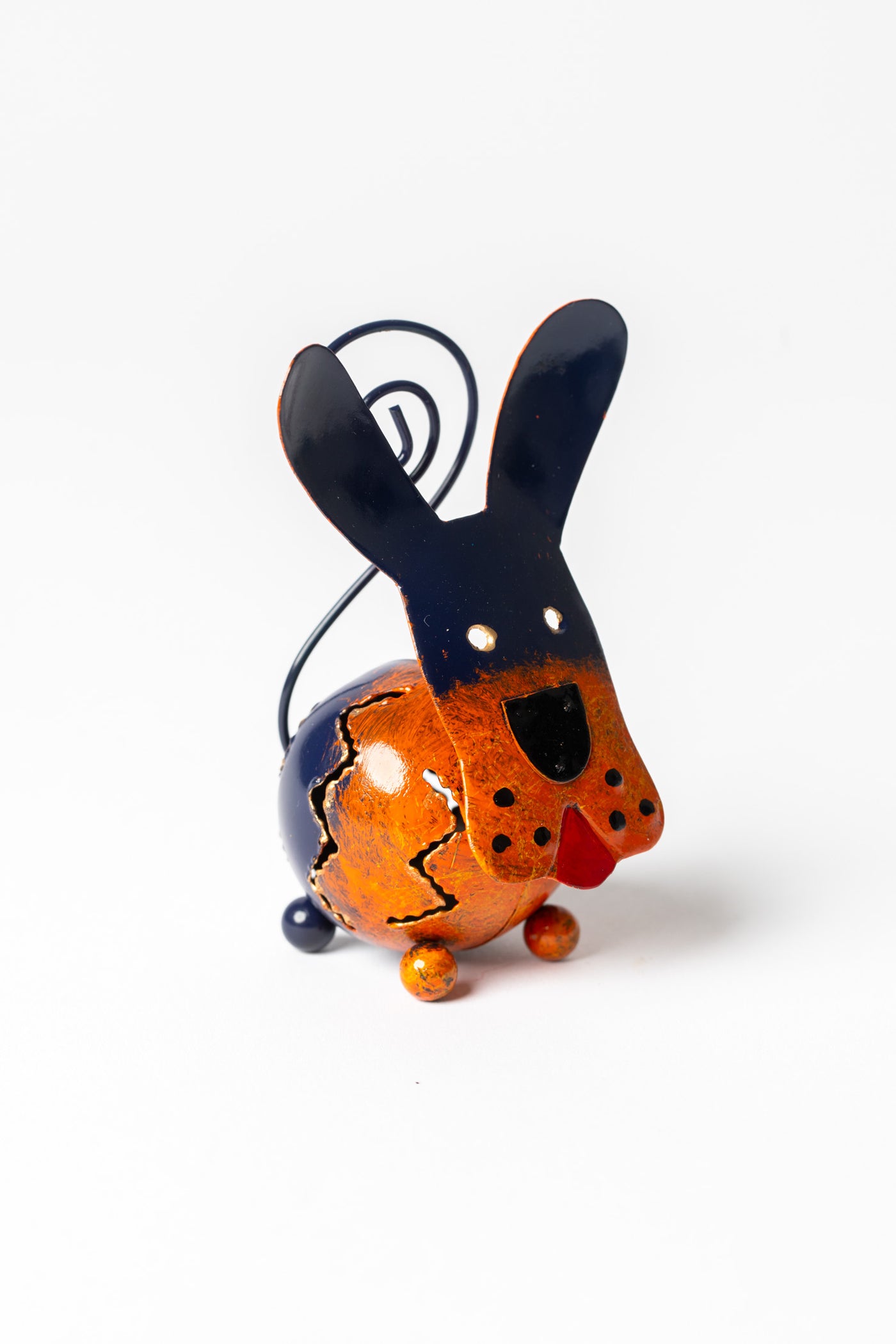 Painted tin animal card holder in dog