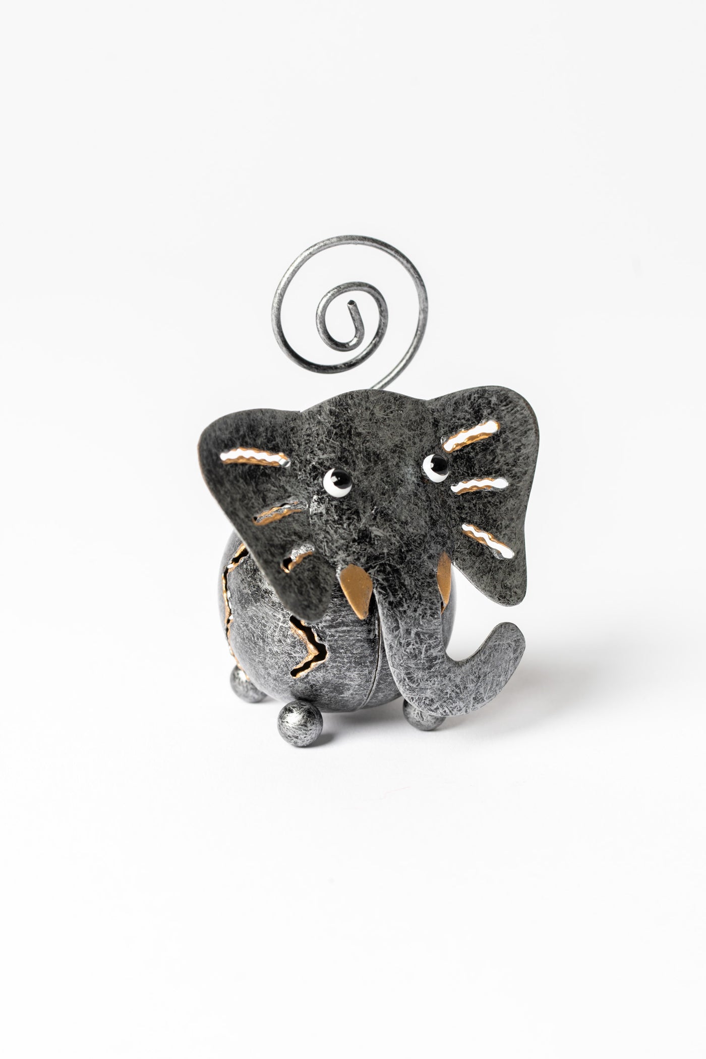Painted tin animal card holder in elephant