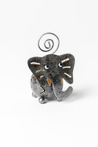 Painted tin animal card holder in elephant