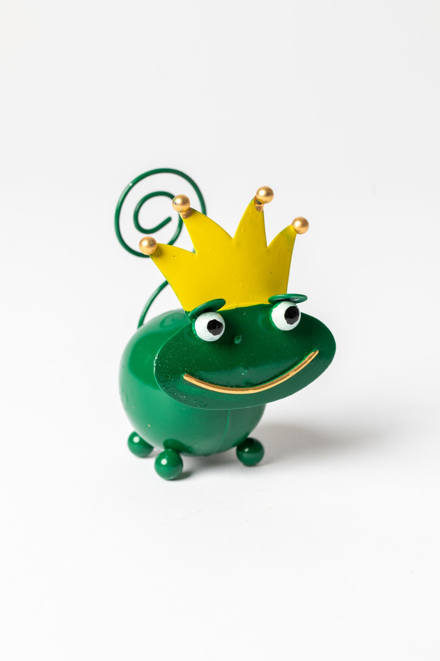 Painted tin animal card holder in frog