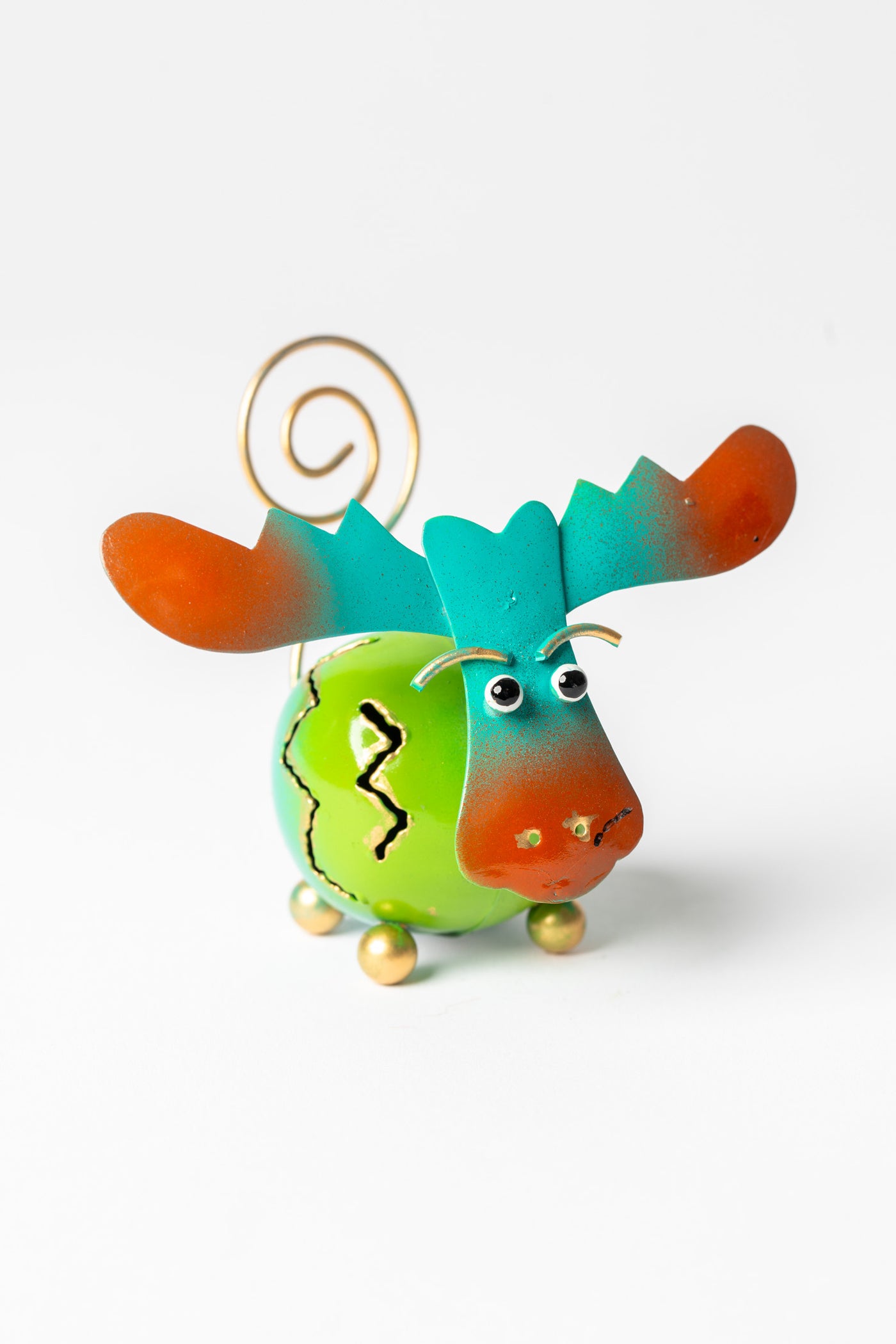 Painted tin animal card holder in moose