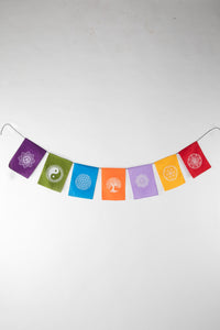 Sacred Symbols Prayer Flags in Multicolor