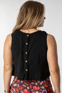 Sophie is wearing size S/M cotton tank top in black