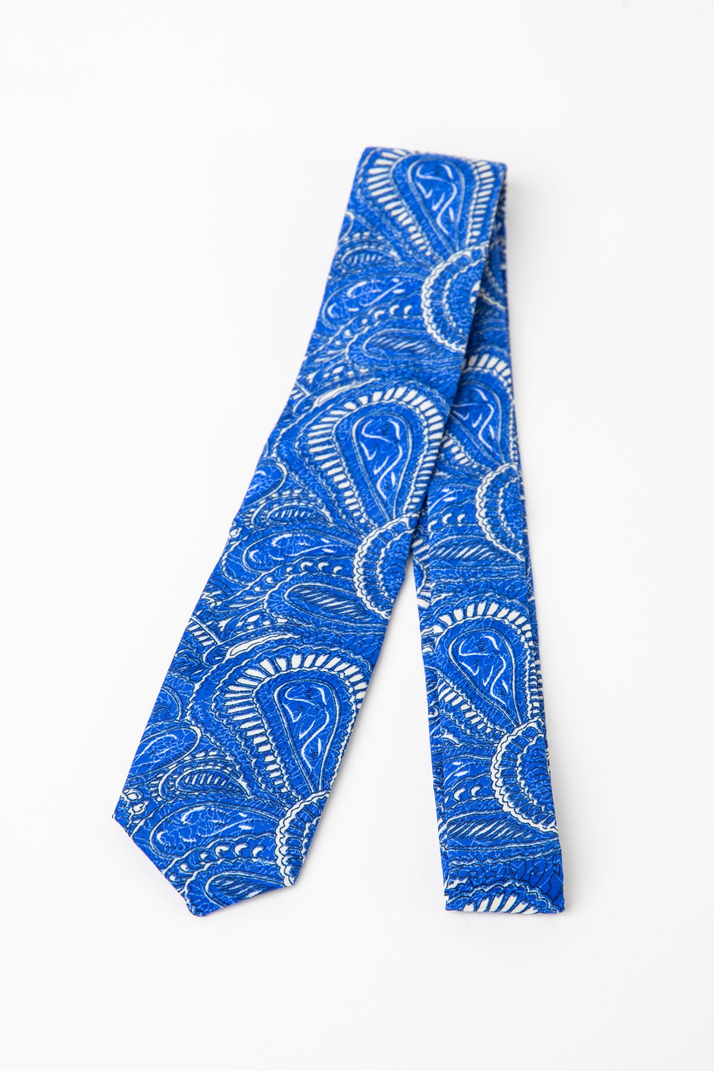 Mens Silky Paisley Tie in Cobalt
