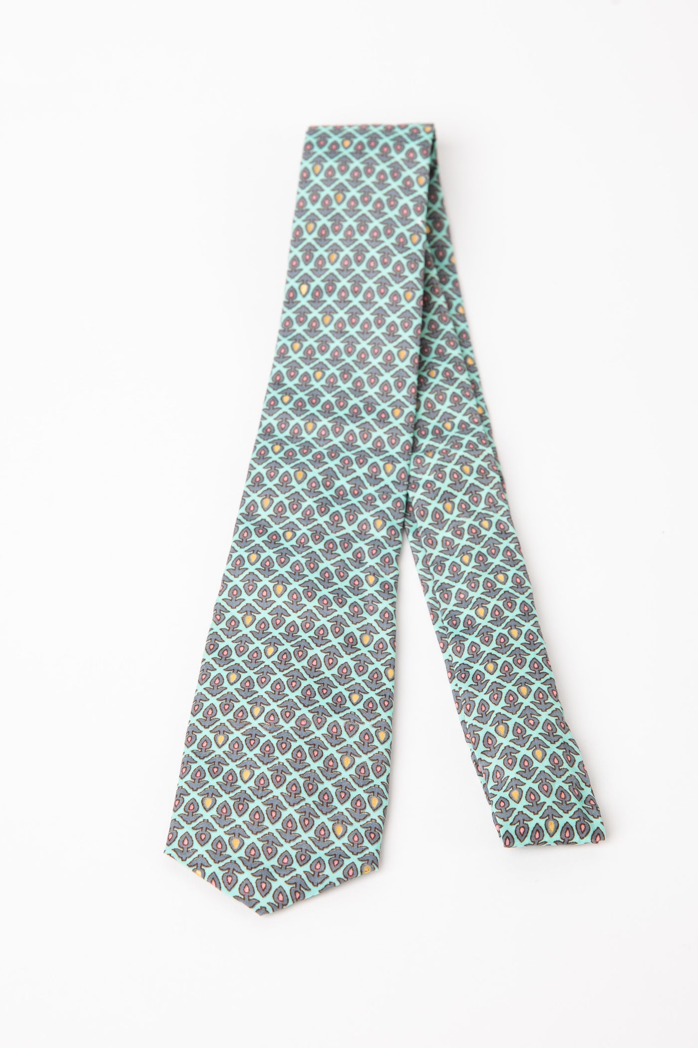 Mens silky printed tie in Mint