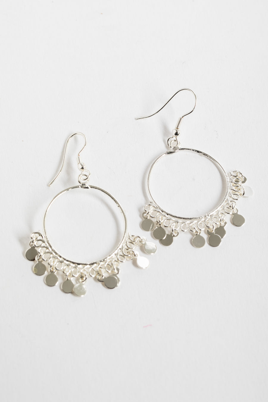 silver bohemian dangle hoop earrings