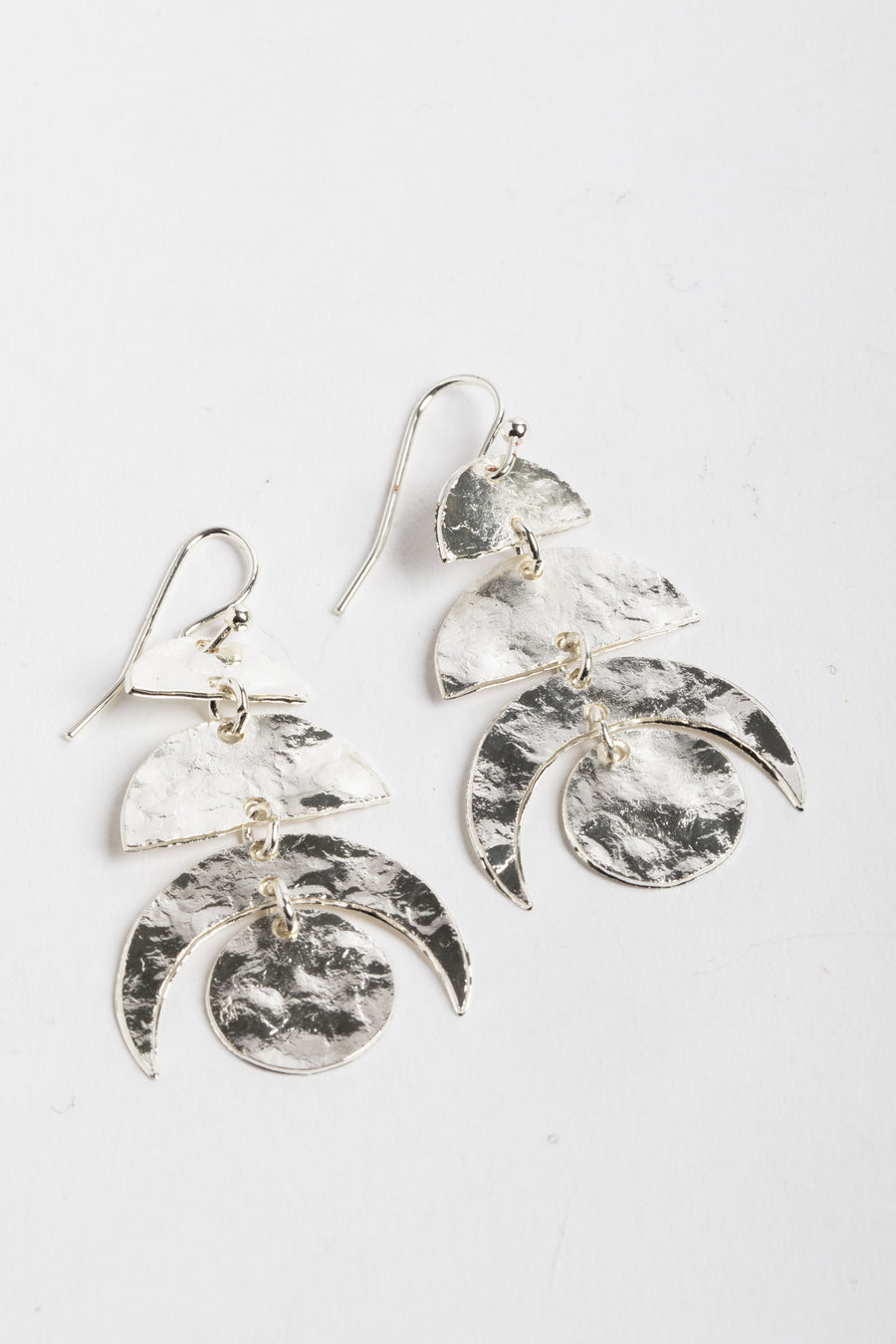 silver boho crescent moon earrings
