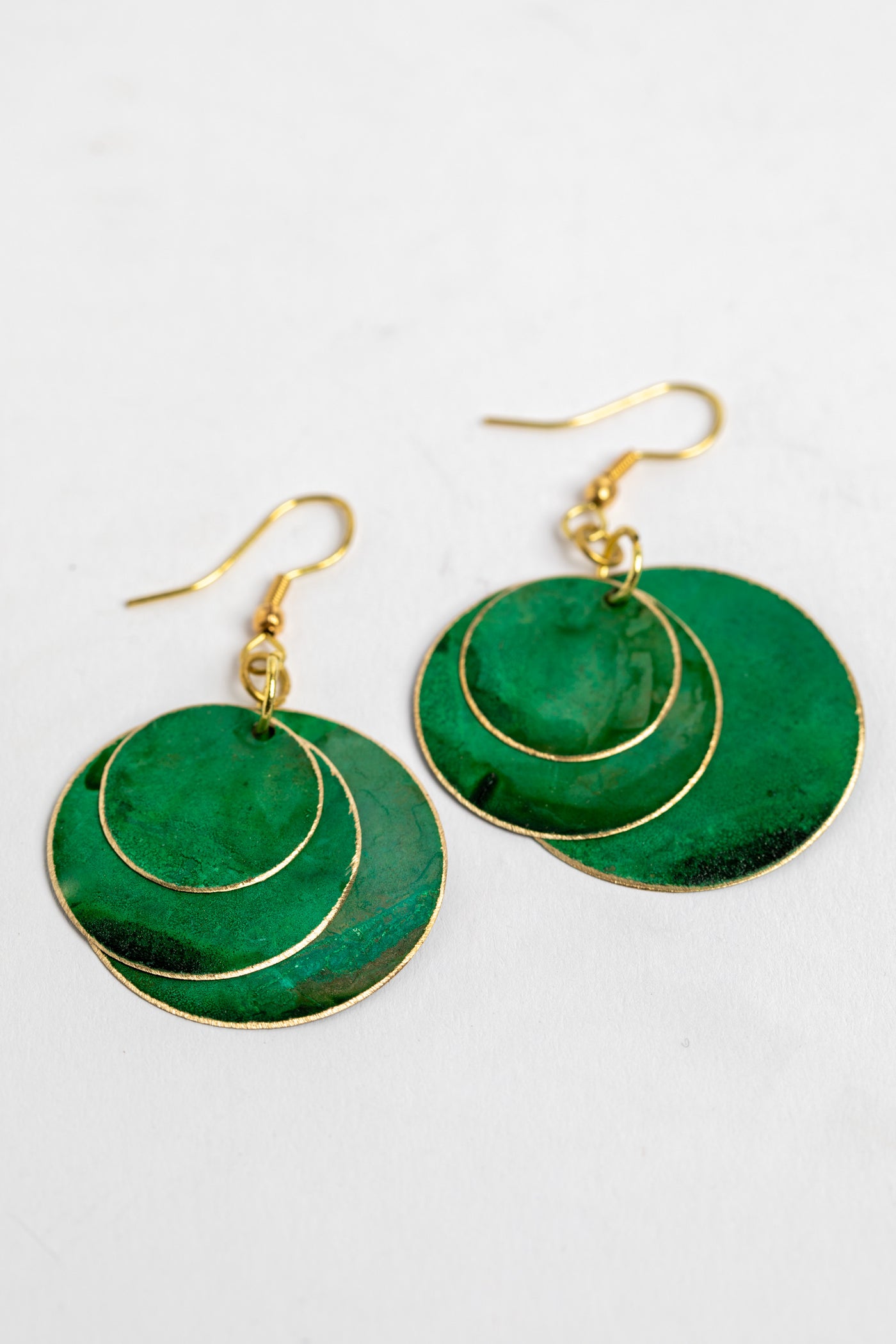 green colorful artistic dangle earrings