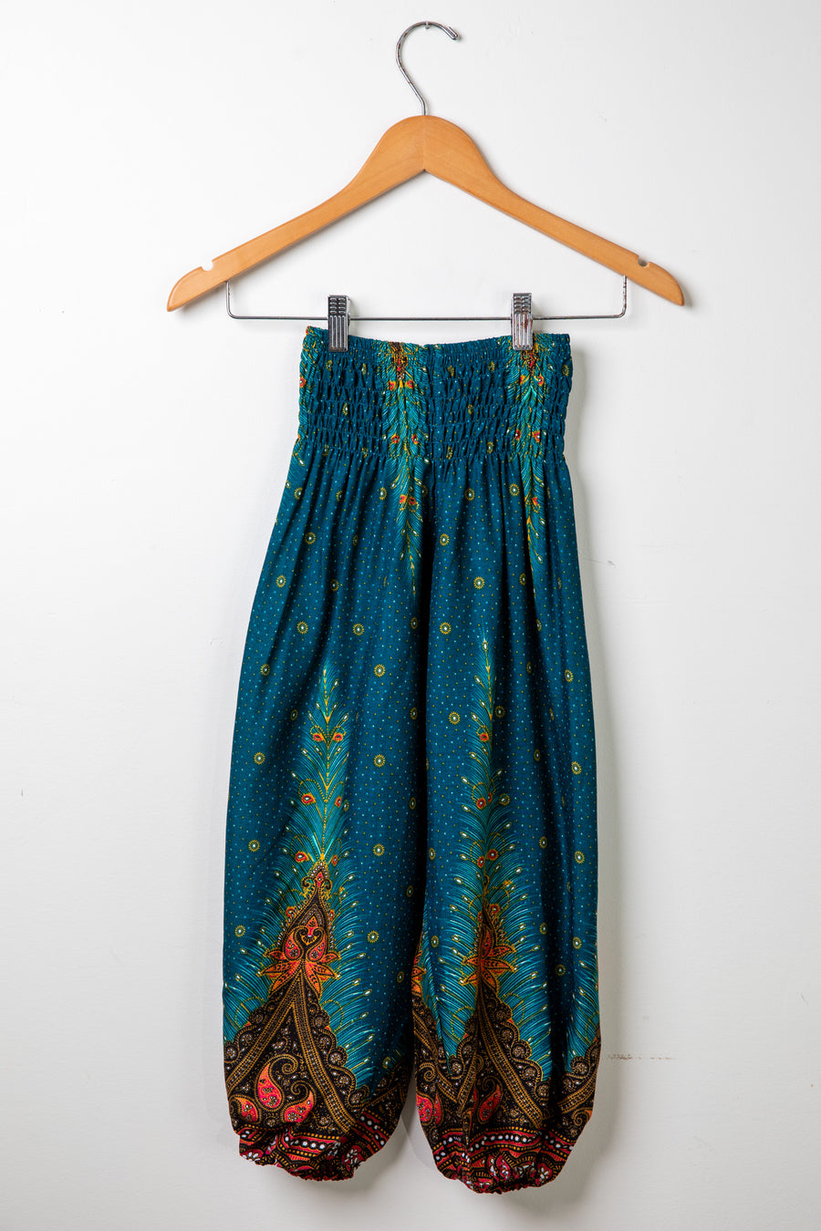 Kids peacock harem pants in teal