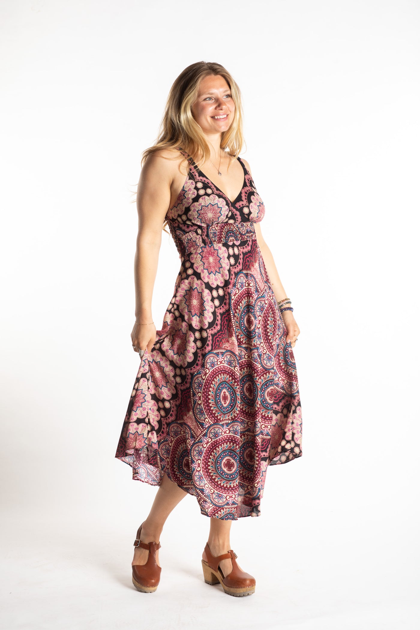 Sophie is wearing size S/M boho dress in black