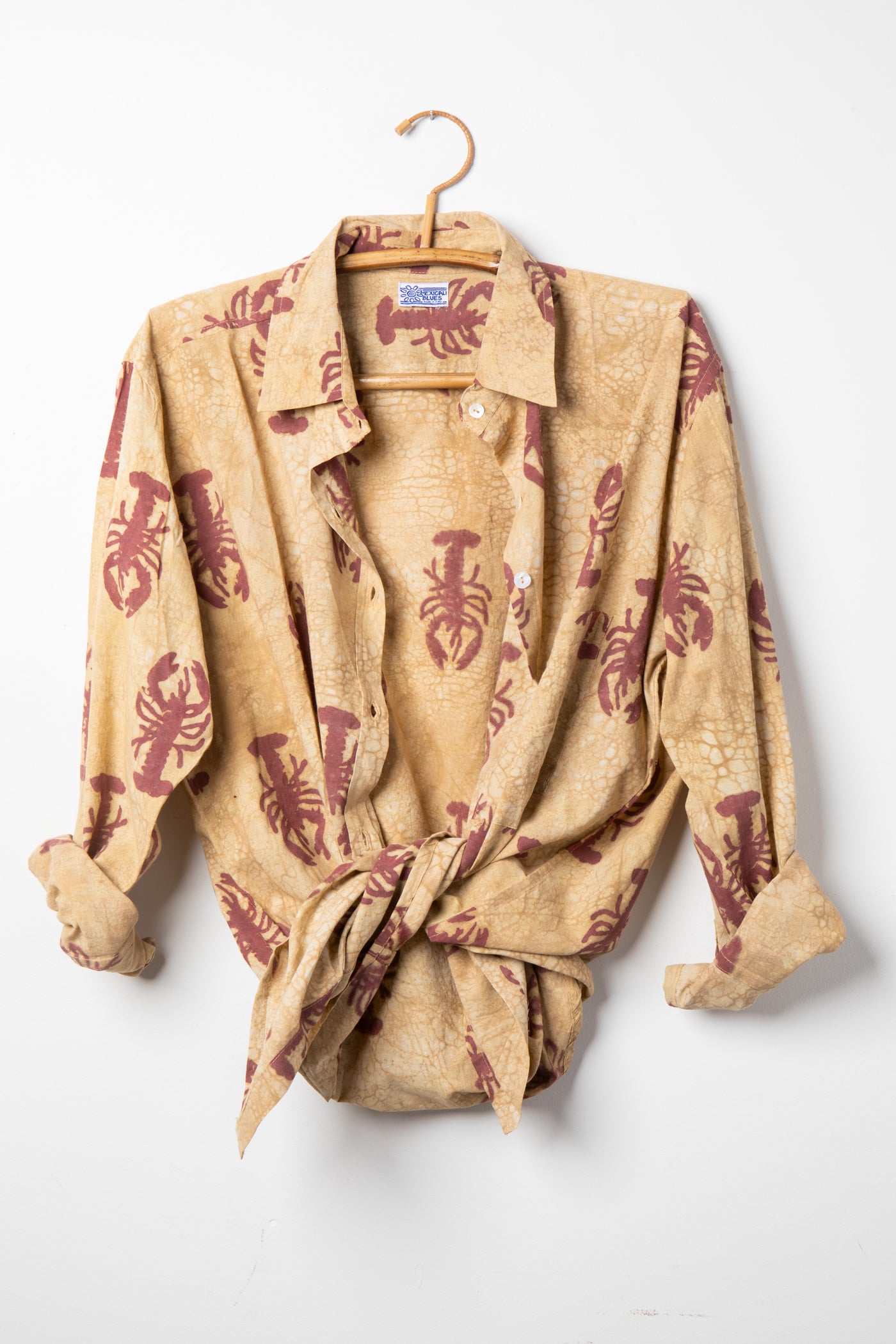 Red block print lobster shirt