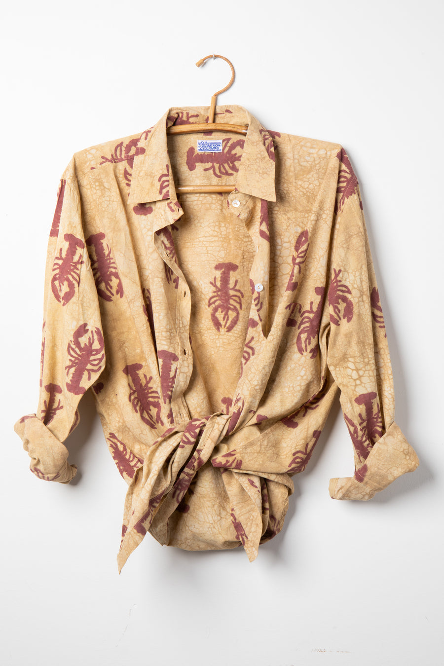Red block print lobster shirt