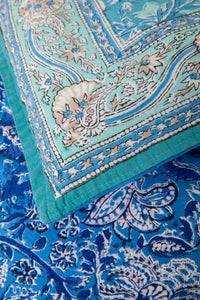 Reversible Block Print Duvet Set in Blue Teal
