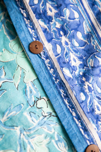Reversible Block Print Duvet Set in Blue Teal