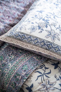 Reversible Block Print Duvet Set in Lavender Gray