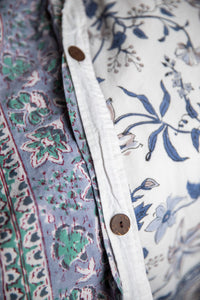 Reversible Block Print Duvet Set in Lavender Gray