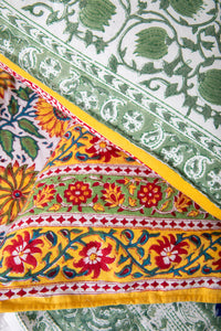 Reversible Block Print Duvet Set in Yellow Green