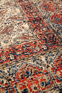 Block print bedspread in multicolor