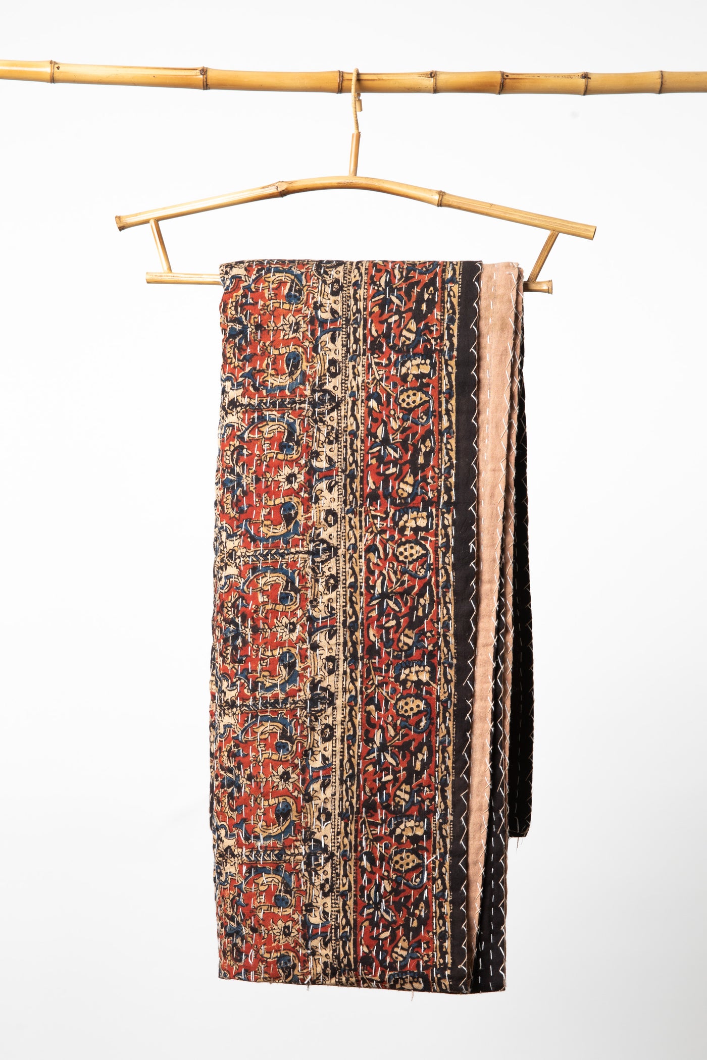 Block print bedspread in multicolor