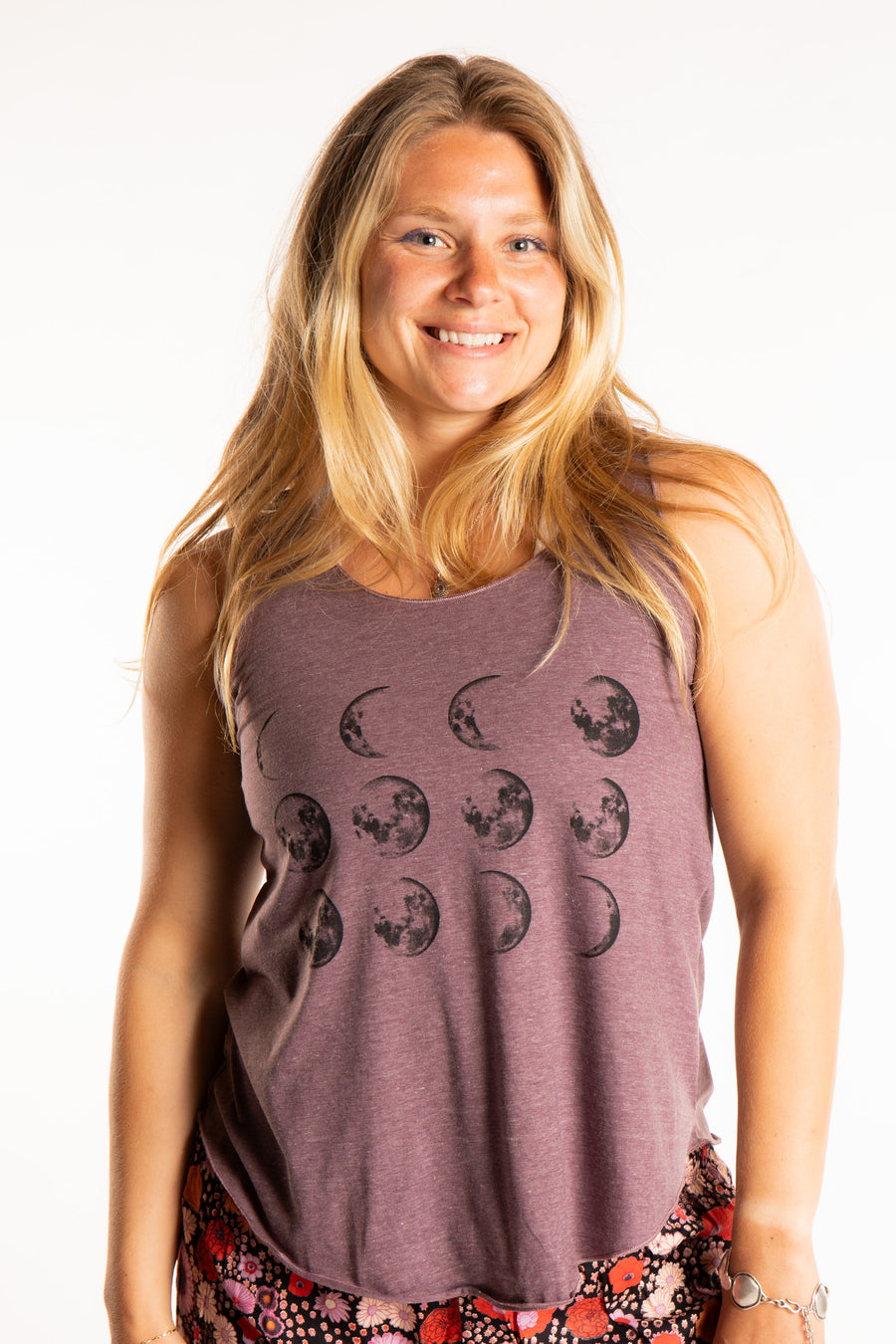 Sophie is wearing size S/M tank top in Moon Phase