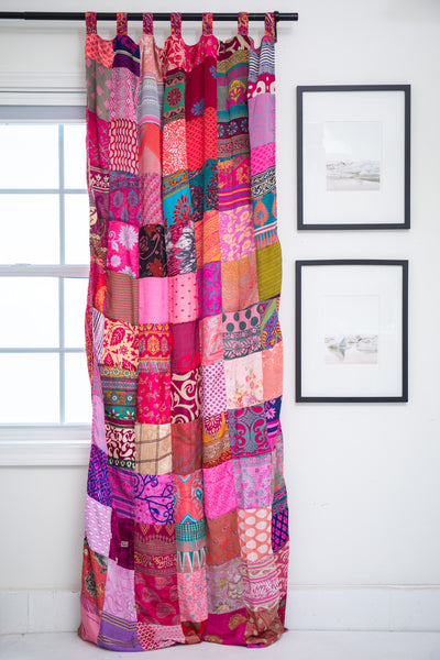 Patchwork Recycled Sari Silk Curtain | Boho Curtains · Mexicali Blues