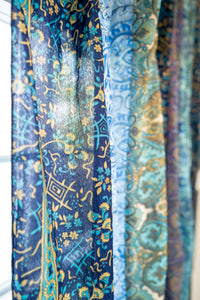 Boho Floral Curtain in Blue