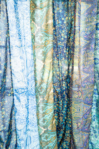 Boho Floral Curtain in Blue
