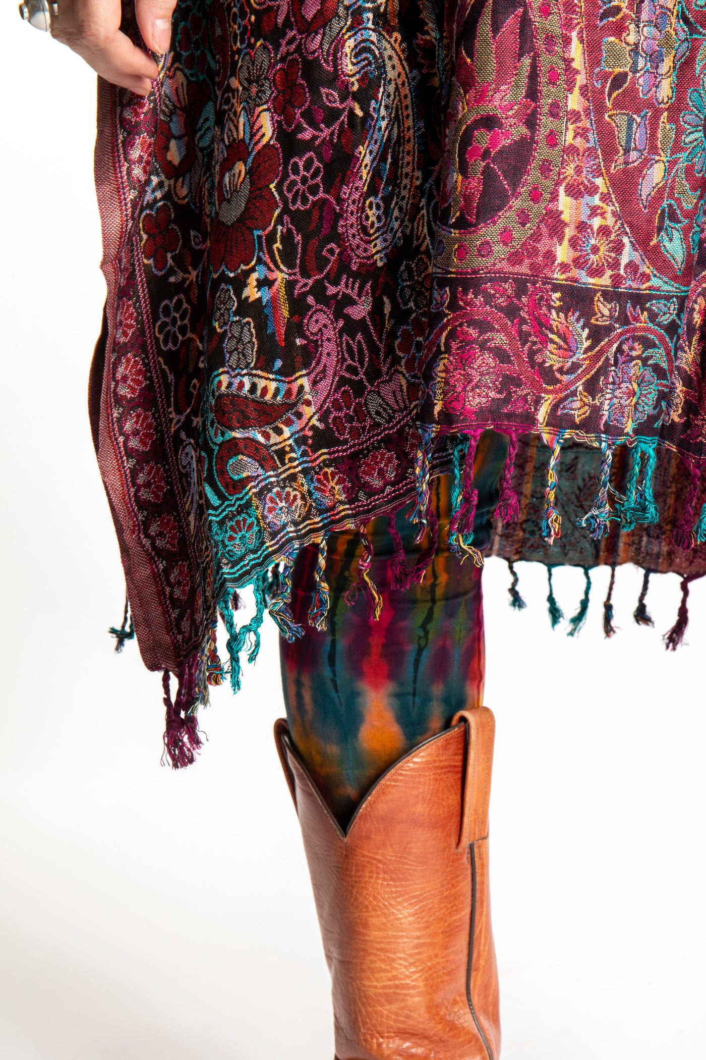 detail of the pari poncho tassel
