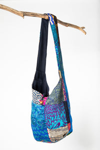 Eco-Friendly Boho Shoulder Bag in Blue